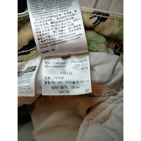 Levis Ace Cargo Pants Mens 36x32 (36x30) Straight Leg Utility Metal Flap Pockets - Picture 3 of 11